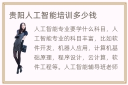 贵阳人工智能培训多少钱？聚焦人工智能基础软件开发课程的价格与选择
